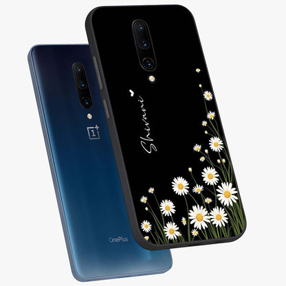 Daisy Cascade Custom Name Glass Case displayed in angled mockup highlighting delicate daisy artwork with custom name feature.