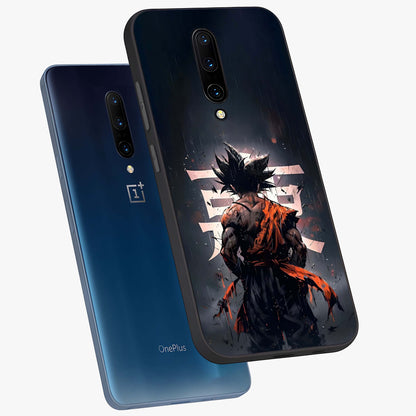Dark Warrior In Rain Glass Case displayed in angled mockup highlighting dramatic warrior illustration with dark rain aesthetic.