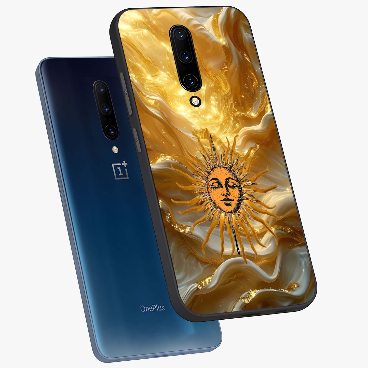 Eternal Golden Glow Glass Case displayed in angled mockup highlighting glowing golden aesthetic design with elegant style.