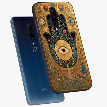 Ethereal Evil Eye Glass Case displayed in angled mockup highlighting protective evil eye symbol with spiritual aesthetic design.
