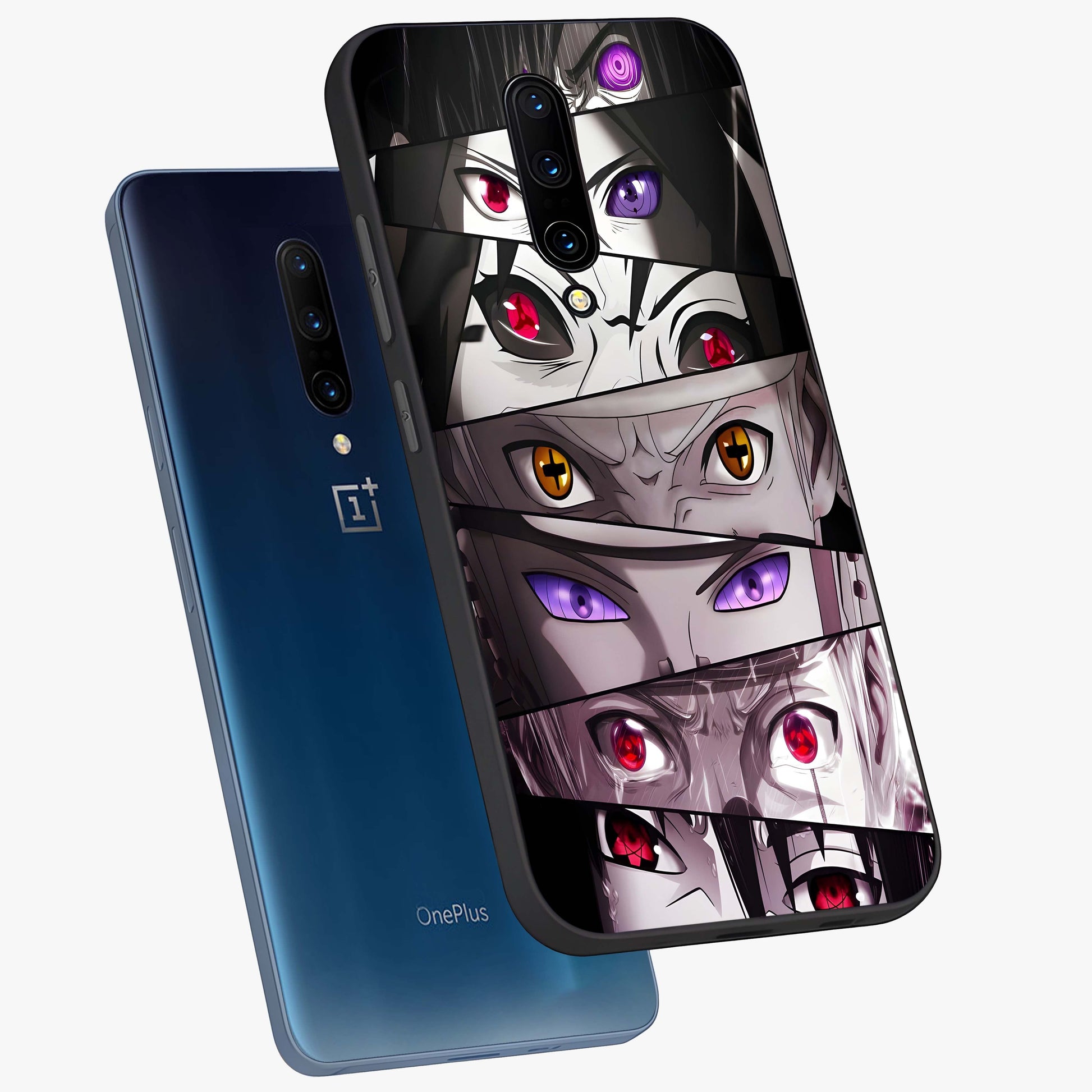 Eyes of Destiny Glass Case displayed in angled mockup highlighting bold eye illustration with mystical aesthetic style.