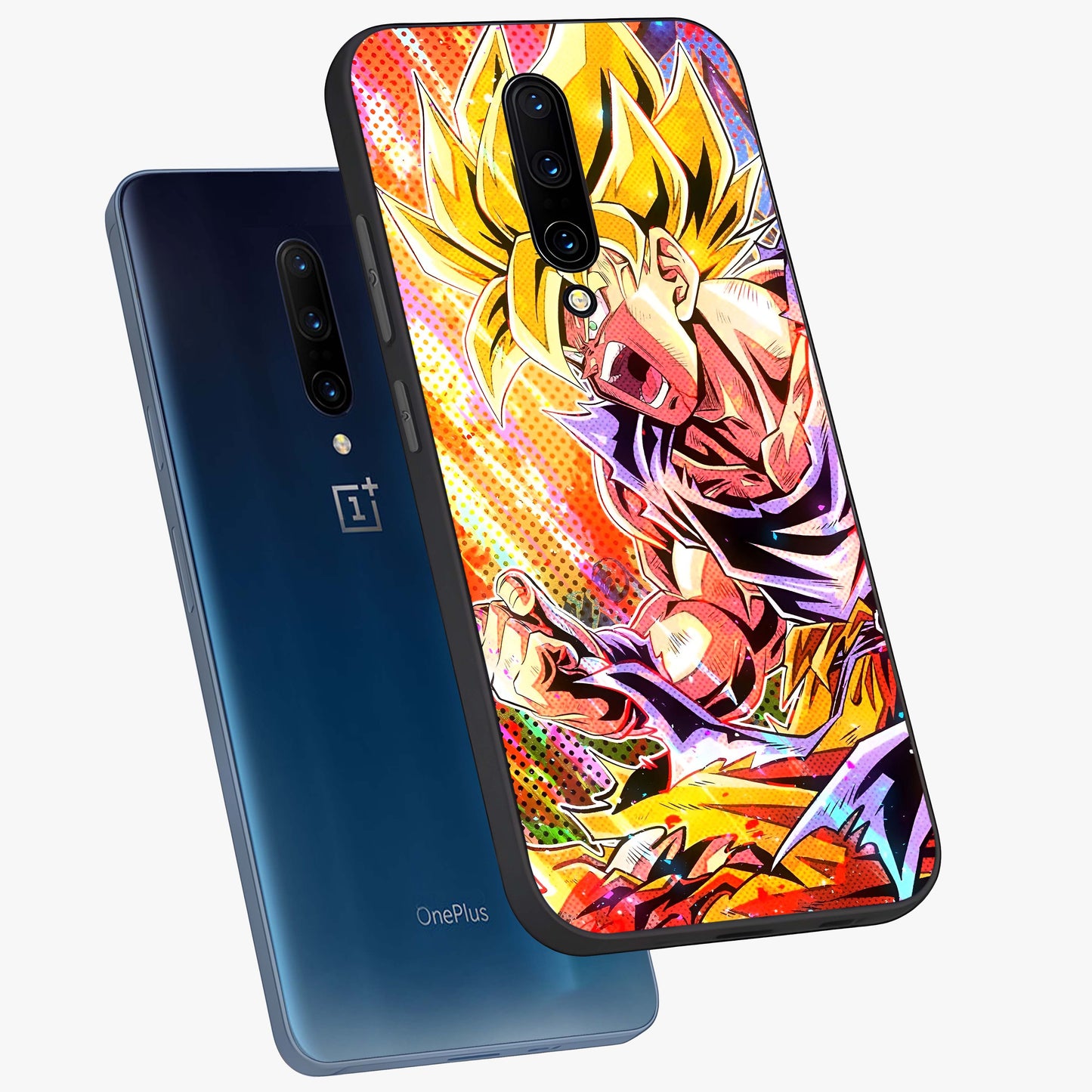 Firing Goku Glass Case displayed in angled mockup highlighting dynamic anime character design with action aesthetic.
