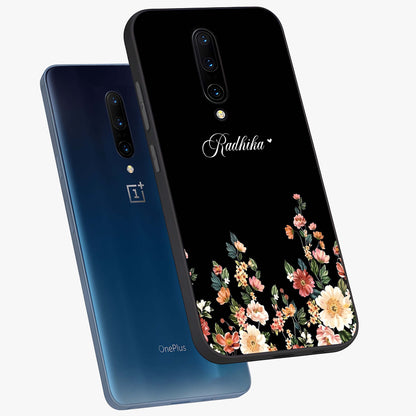 Floral Design With a Custom Personalized Name Glass Case displayed in angled mockup highlighting elegant floral pattern with custom name feature.