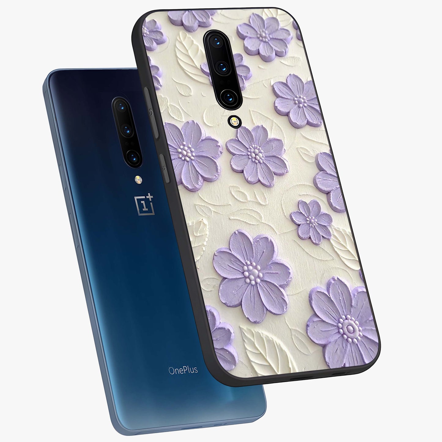 Floral Wall Art With Purple Flowers Glass Case displayed in angled mockup highlighting vibrant purple floral illustration with artistic aesthetic.