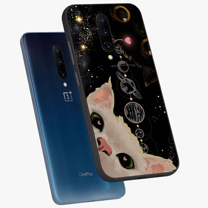 Galactic Cat Glass Case displayed in angled mockup highlighting celestial feline illustration with galaxy aesthetic style.