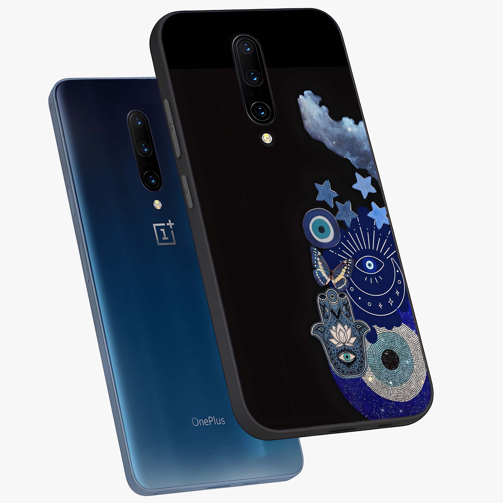 Galactic Charm Cluster Glass Case displayed in angled mockup highlighting luminous galaxy inspired design with dreamy aesthetic.