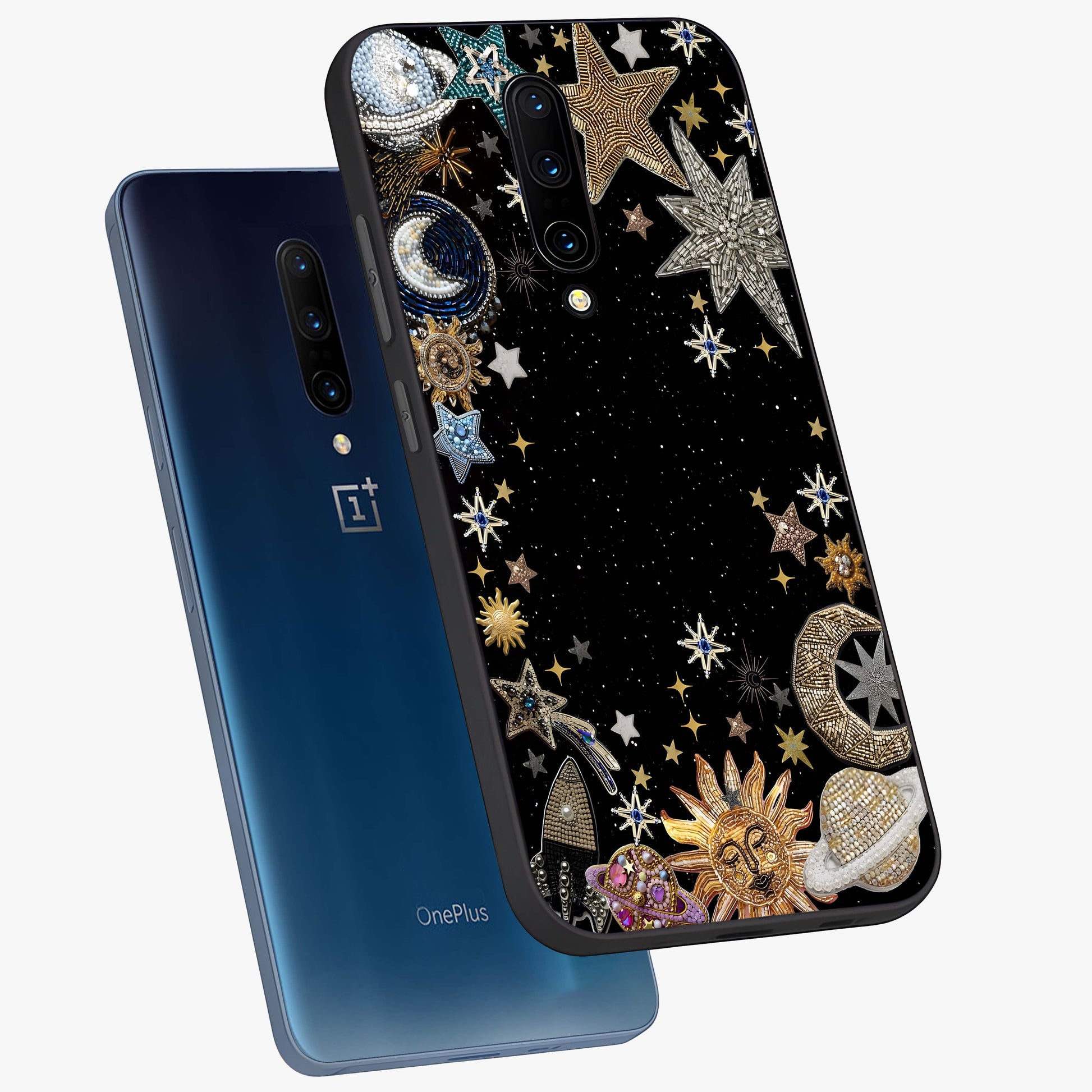 Galactic Jewel Stars Glass Case displayed in angled mockup highlighting shining celestial star design with cosmic aesthetic style.