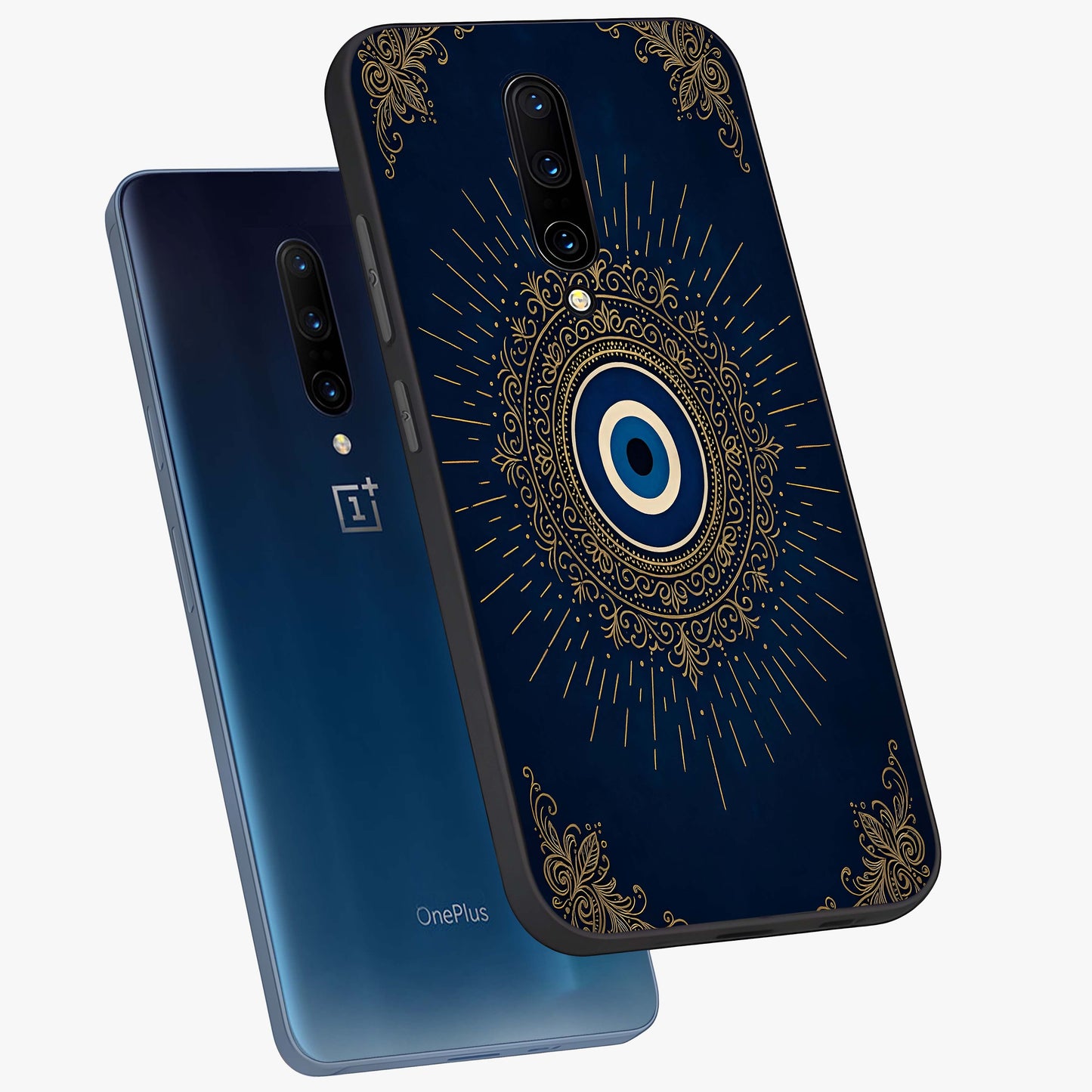 Golden Celestial Charm Glass Case displayed in angled mockup highlighting sparkling cosmic charm design with celestial aesthetic.