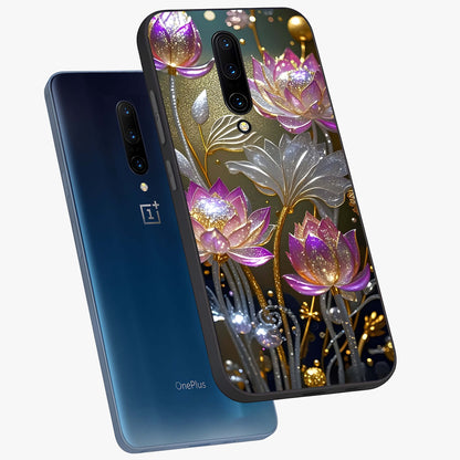 Golden Floral Majesty Glass Case displayed in angled mockup highlighting elegant flower design with royal golden aesthetic.