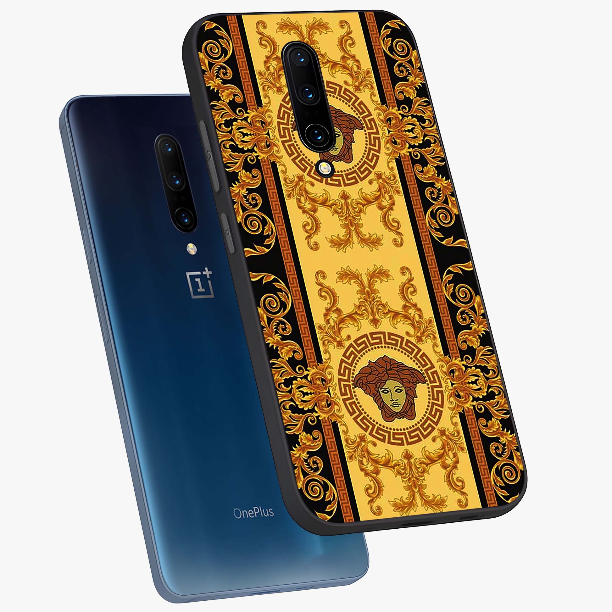 Golden Lotus Glow Glass Case displayed in angled mockup highlighting radiant lotus illustration with spiritual aesthetic.