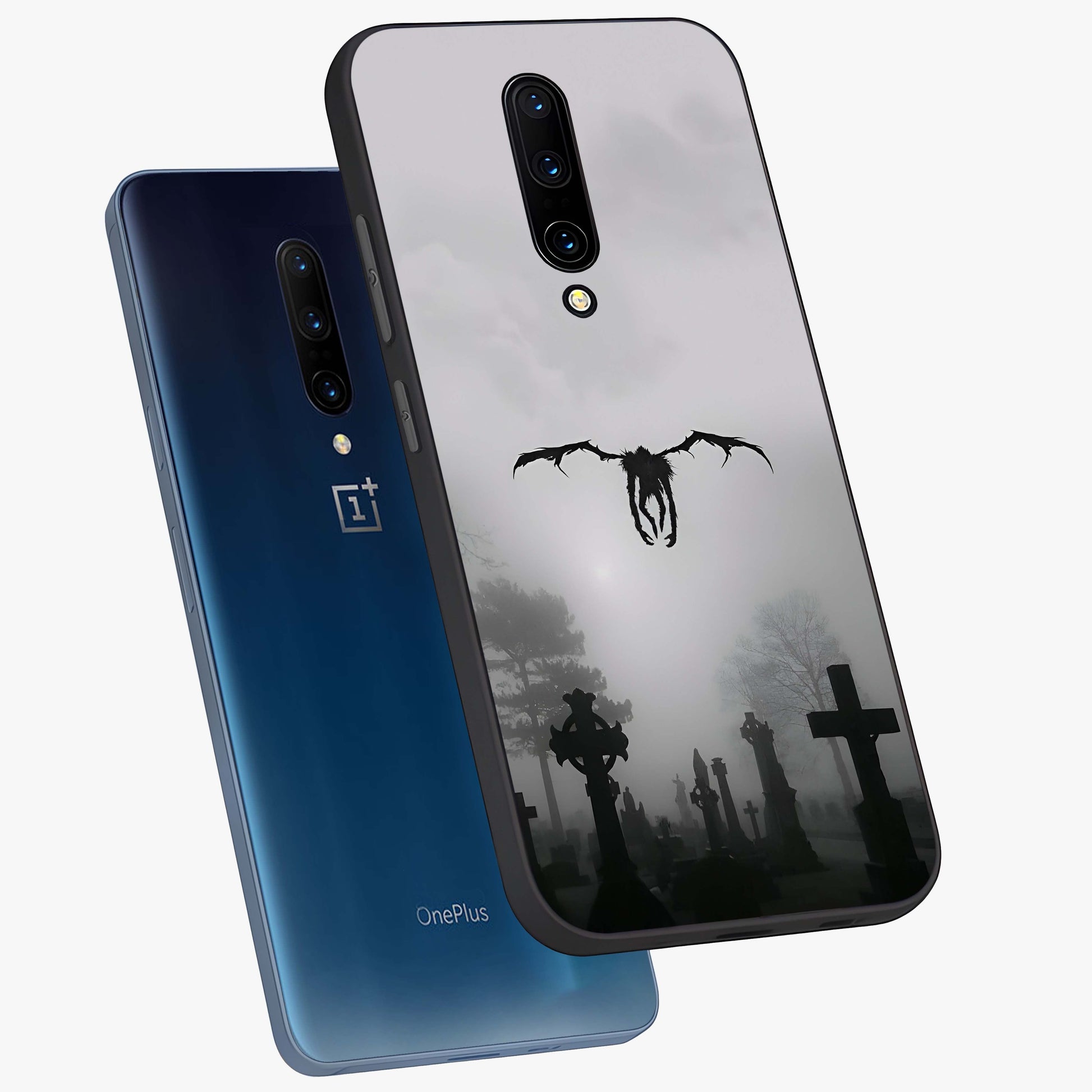 Graveyard Shadow Descent Glass Case displayed in angled mockup highlighting eerie shadow illustration with gothic aesthetic.