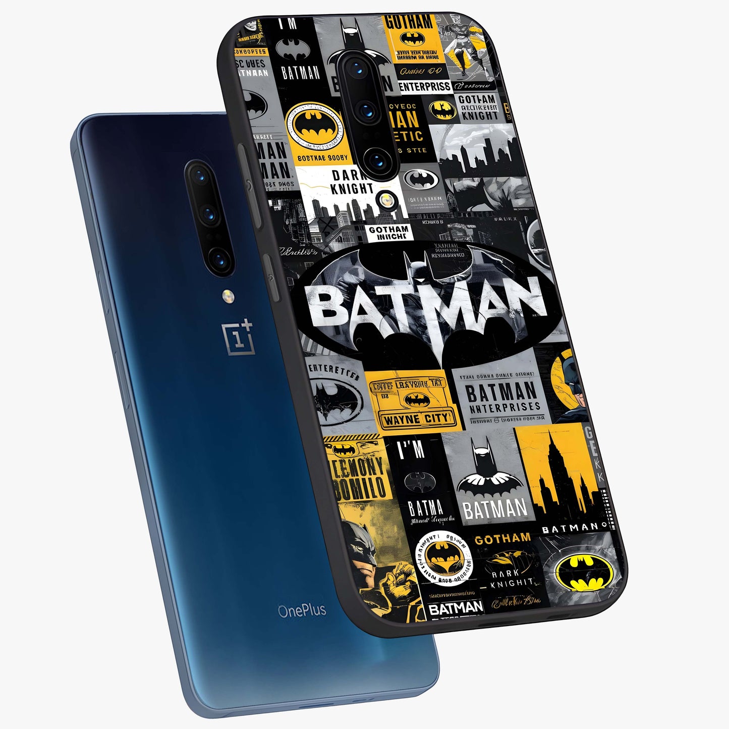 Knight Gotham Rise Glass Case displayed in angled mockup highlighting powerful knight silhouette design with dramatic aesthetic.