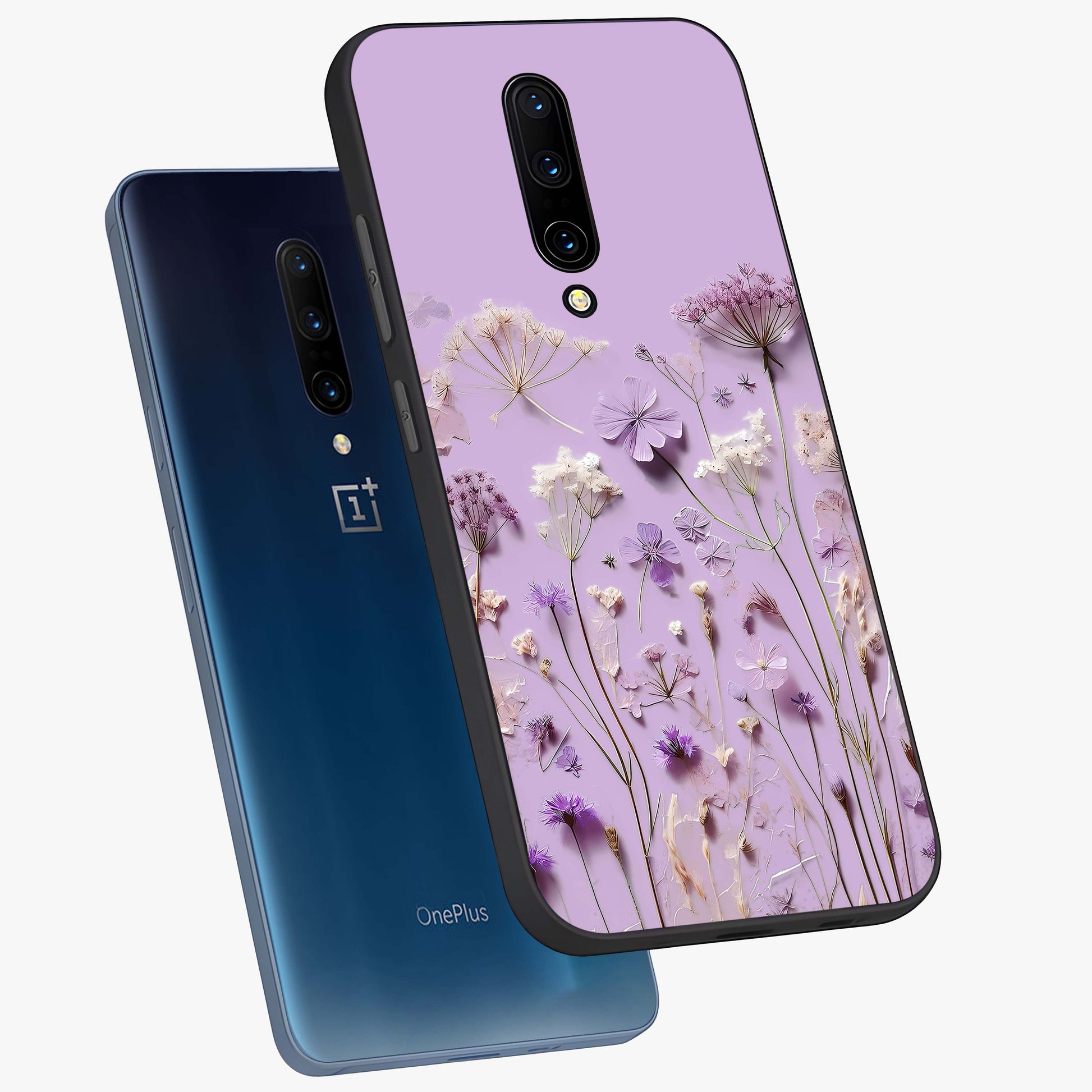 Lavender Blossom Dream Glass Case displayed in angled mockup highlighting dreamy lavender flower design with calming aesthetic style.