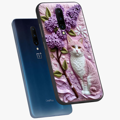 Lavender Cat Whimsy Glass Case displayed in angled mockup highlighting playful feline illustration with pastel lavender aesthetic.