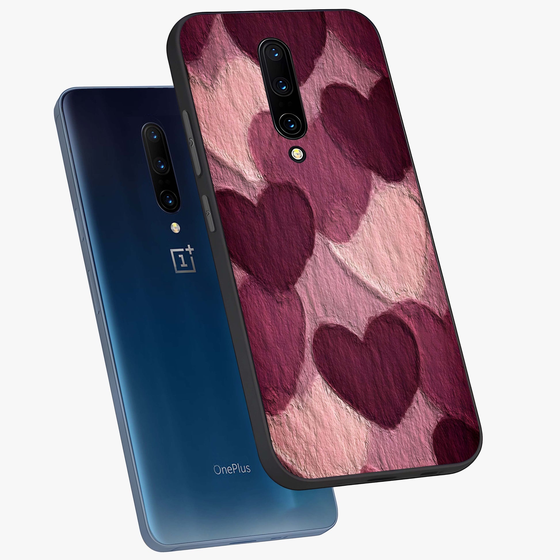 Layered Paper Hearts Glass Case displayed in angled mockup highlighting creative paper craft heart design with romantic aesthetic.
