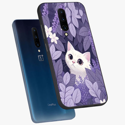 Lilac Hide Peek Cat Glass Case displayed in angled mockup highlighting playful feline illustration with lilac aesthetic design.