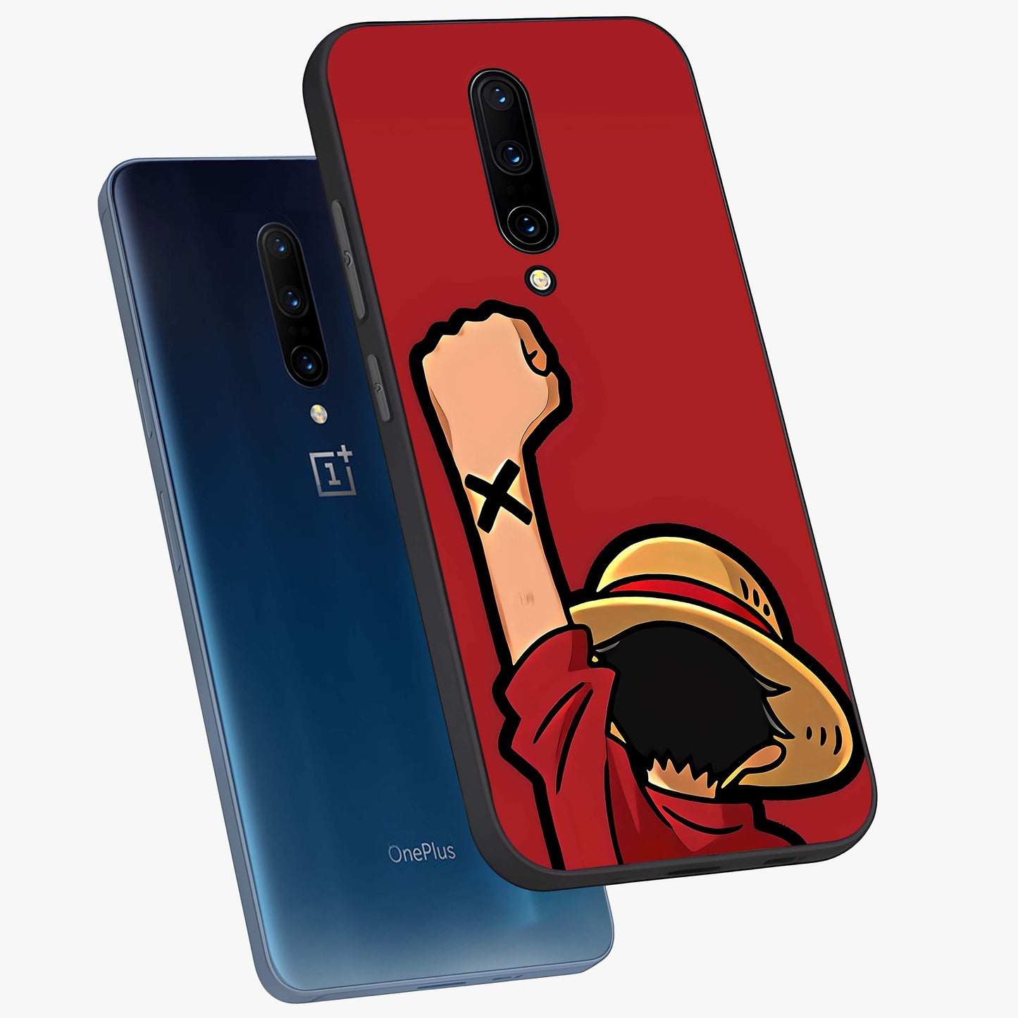 Luffy X Spirit Glass Case displayed in angled mockup highlighting powerful anime design with energetic action aesthetic.