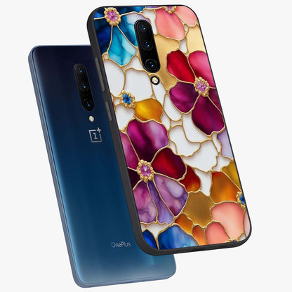 Marble Flower Pattern Glass Case displayed in angled mockup highlighting elegant marble floral design with modern aesthetic.