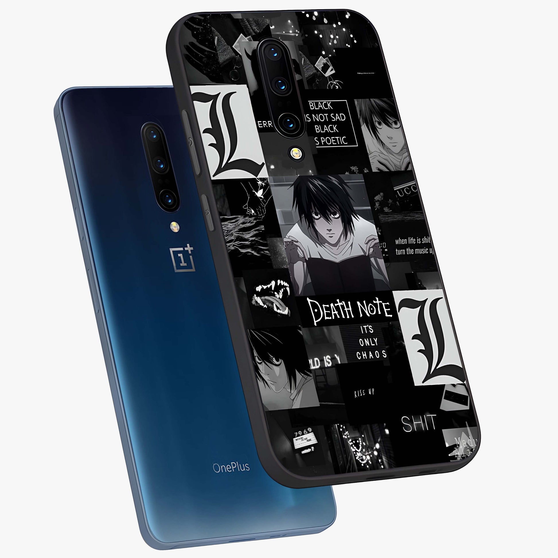 Midnight Chaos Mind Glass Case displayed in angled mockup highlighting chaotic artistic design with dramatic midnight aesthetic.