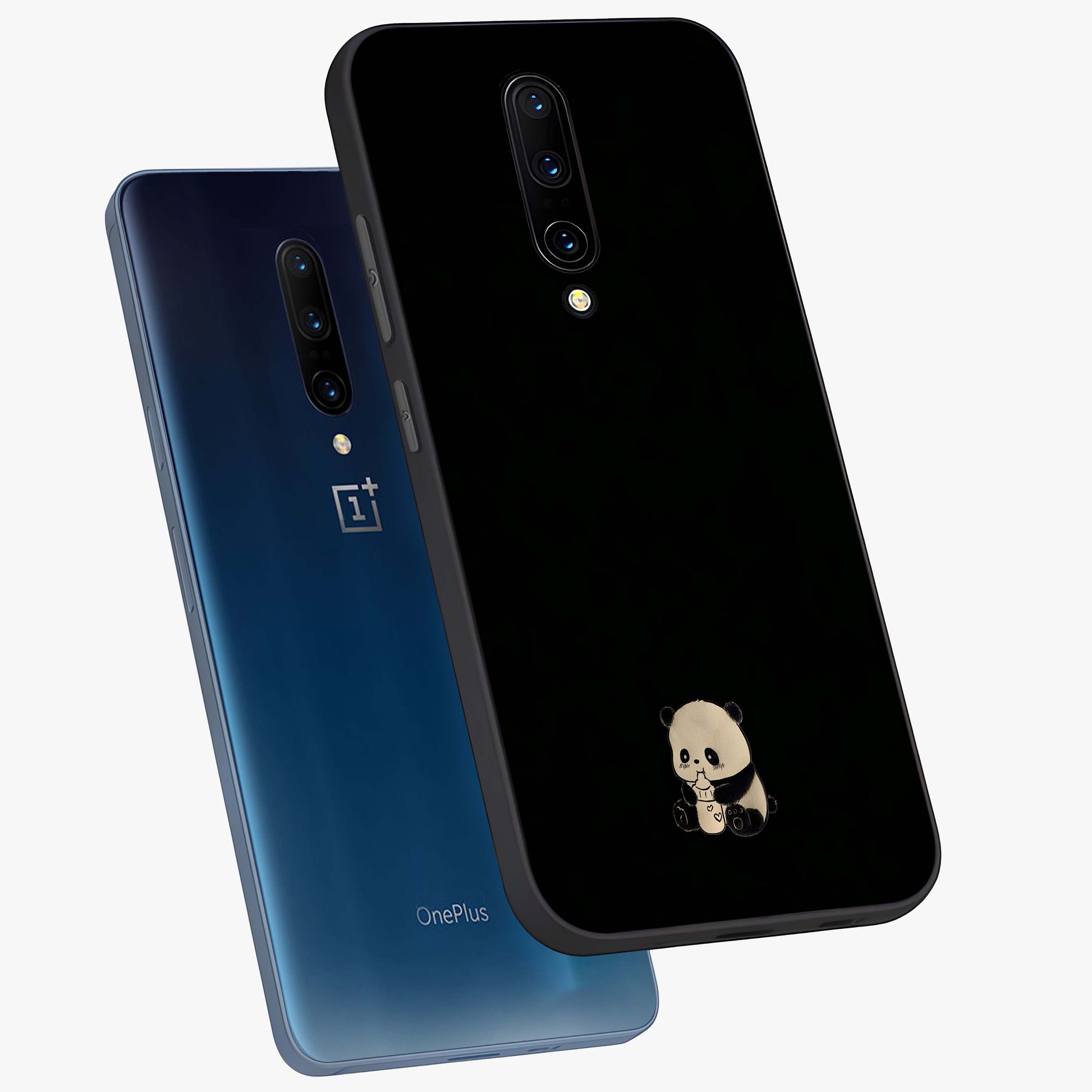 Midnight Panda Love Glass Case displayed in angled mockup highlighting adorable panda illustration with midnight aesthetic.