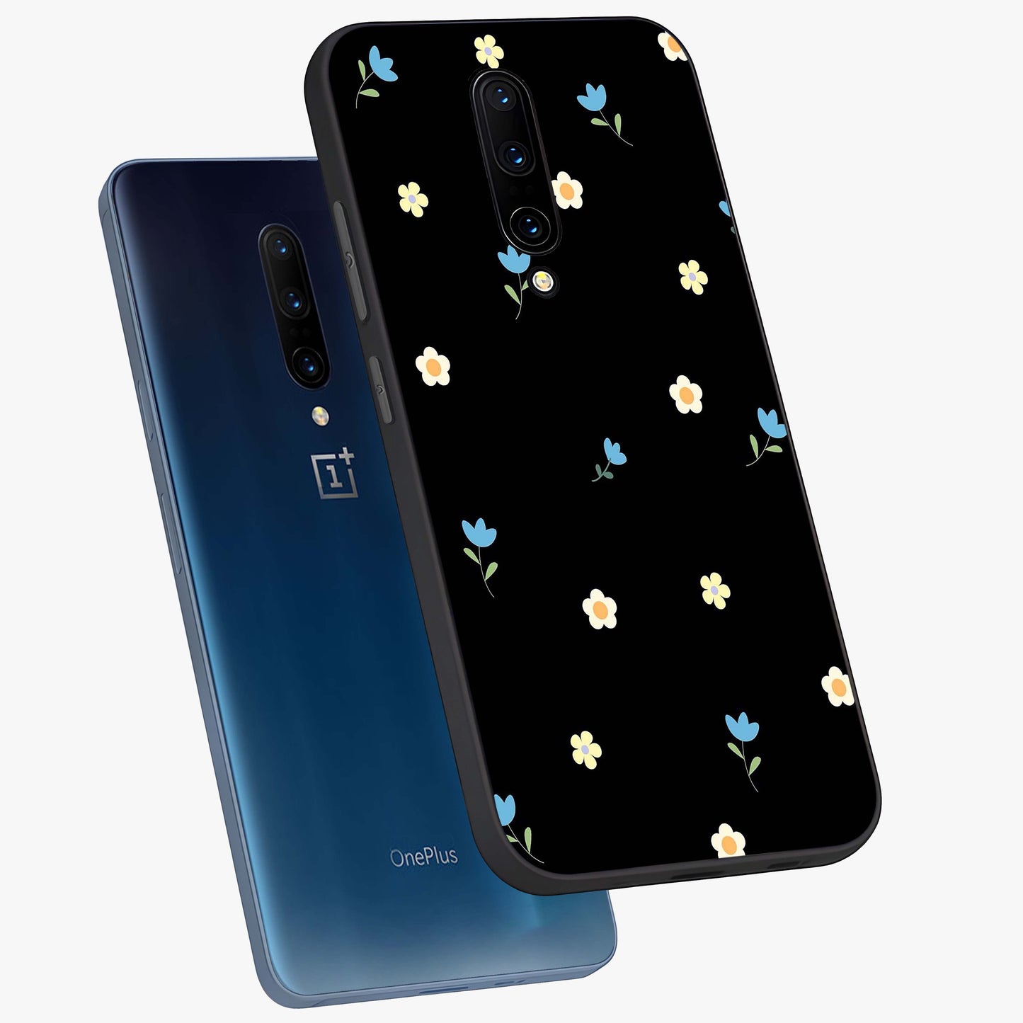 Minimal Petal Whispers Glass Case displayed in angled mockup highlighting delicate petal design with clean minimal aesthetic.