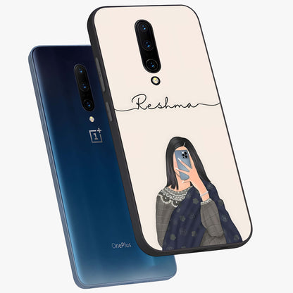 Mirror Mood Muse With Custom Name Glass Case displayed in angled mockup highlighting aesthetic mirror inspired design with custom name feature.