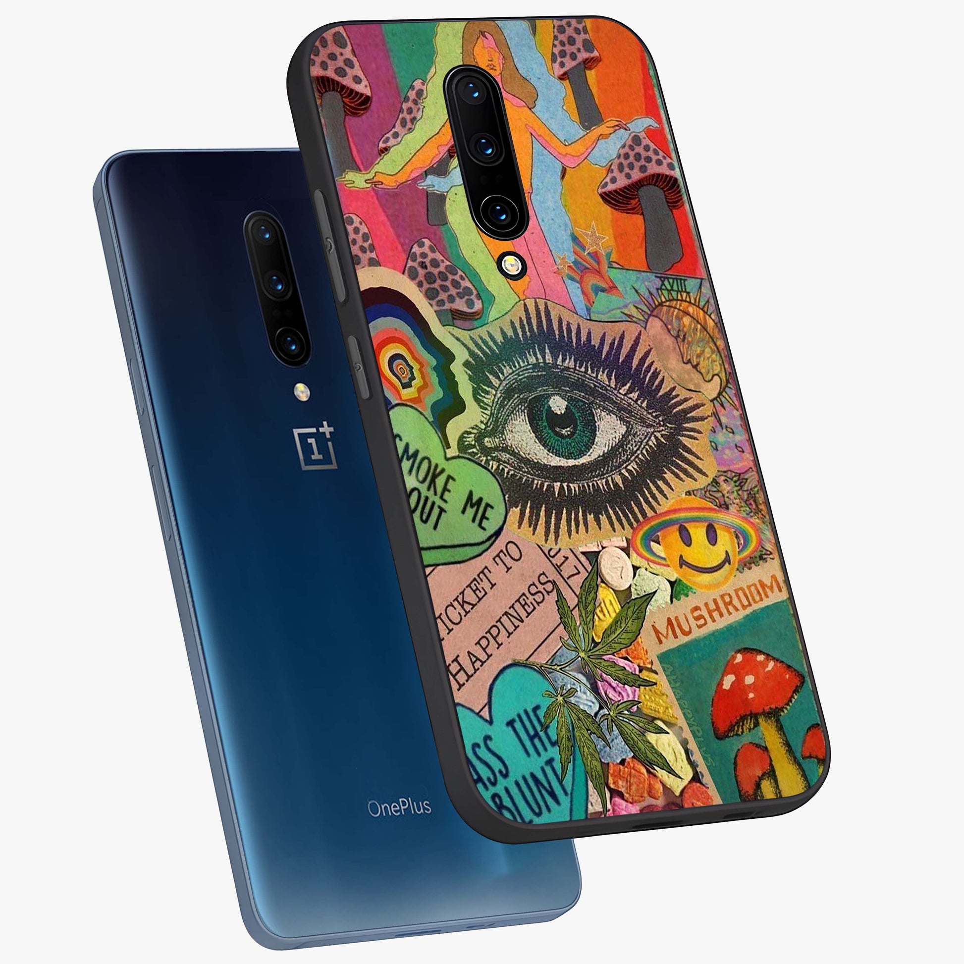 Mystic Eye Wonderland Glass Case displayed in angled mockup highlighting magical eye illustration with dreamy aesthetic.
