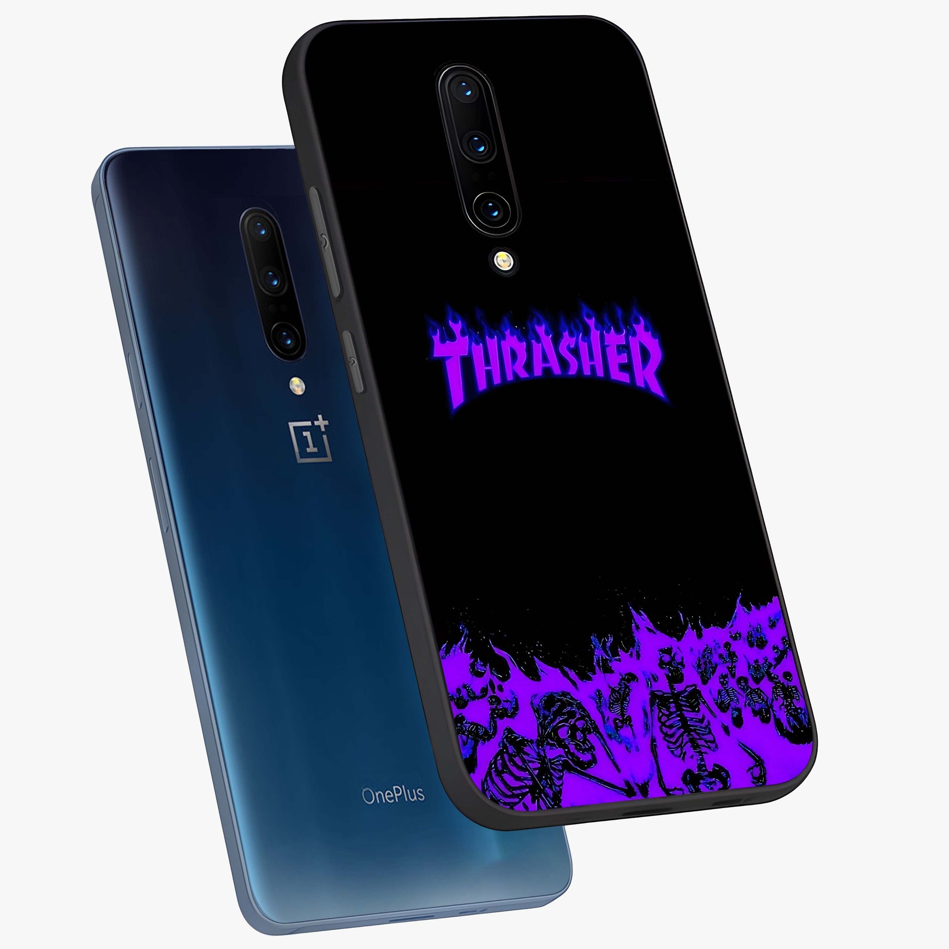 Neon Flame Riot Glass Case displayed in angled mockup highlighting glowing flame design with vibrant neon aesthetic.