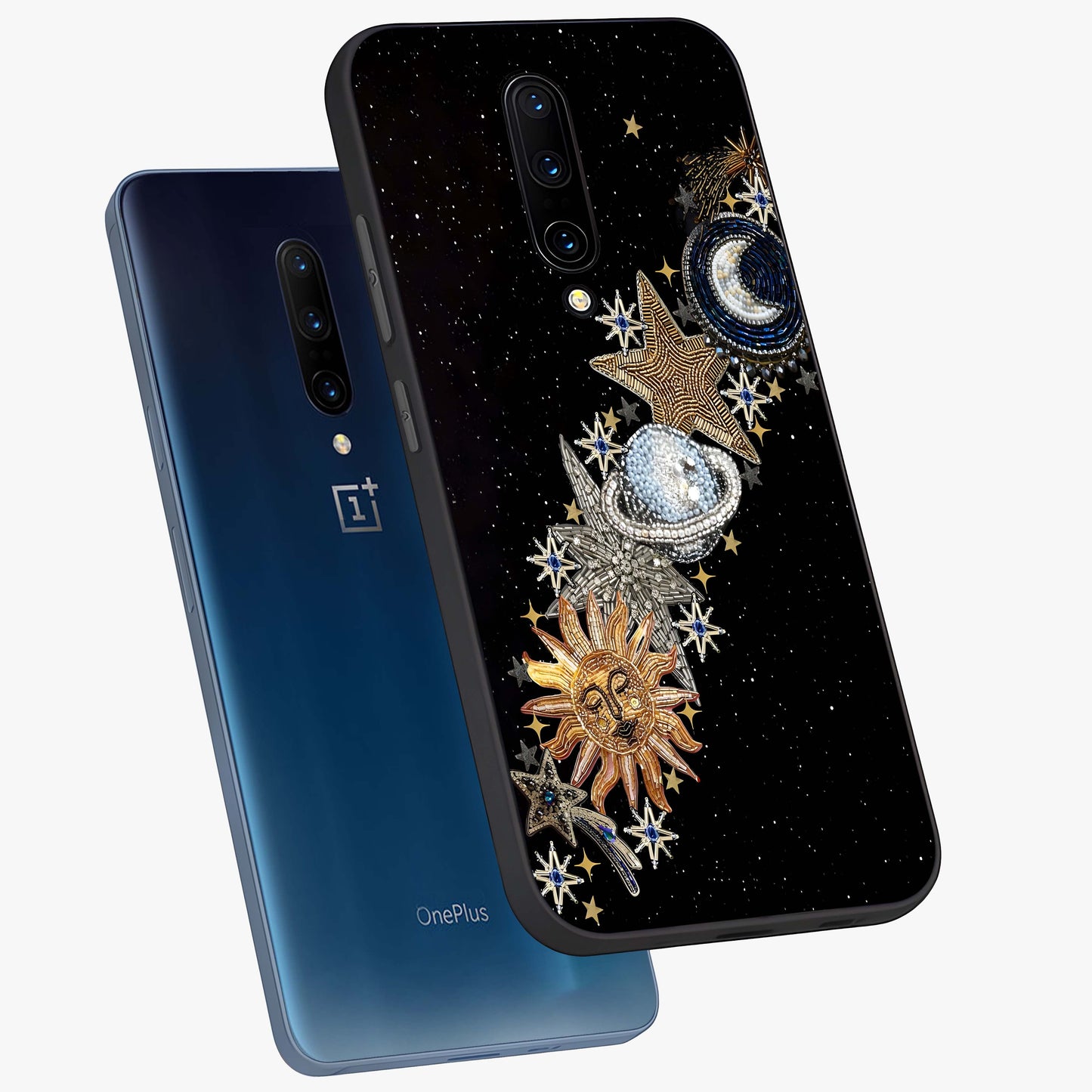 Pearls Universe Object Glass Case displayed in angled mockup highlighting celestial pearl design with dreamy aesthetic.