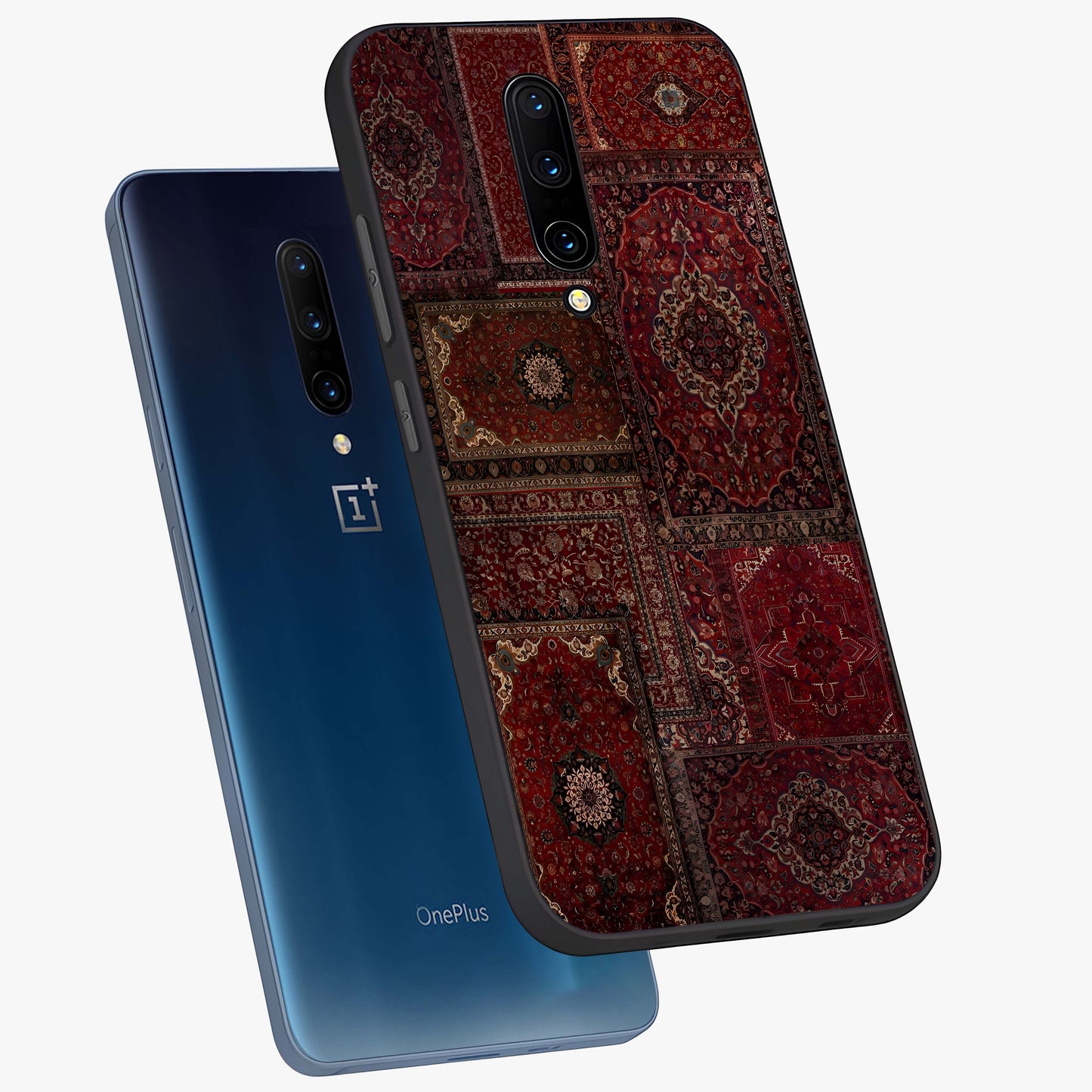 Persian Velvet Tale Glass Case displayed in angled mockup highlighting ornate textile inspired design with royal aesthetic.