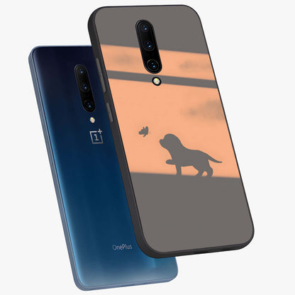 Puppy Shadow Art Glass Case displayed in angled mockup highlighting playful dog illustration with artistic shadow aesthetic.