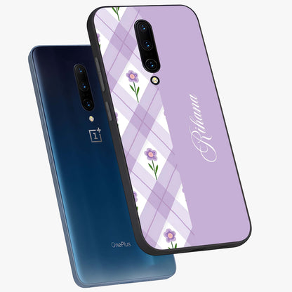 Purple Diamond Floral Glass Case displayed in angled mockup highlighting elegant purple flower design with decorative pattern.