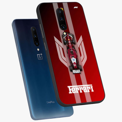 Red Ferrari F1 Vertical Glass Case displayed in angled mockup highlighting high speed racing design with bold automotive aesthetic.