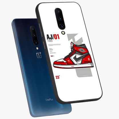 Retro Sneaker Blueprint Glass Case displayed in angled mockup highlighting detailed shoe design with sporty retro aesthetic.