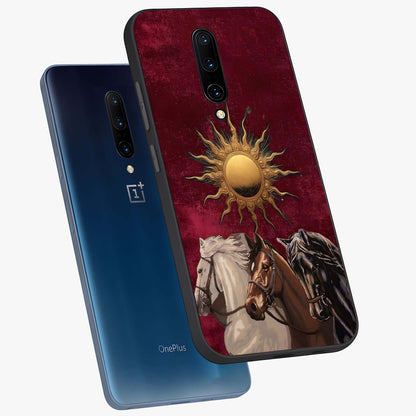 Solar Riders Glass Case displayed in angled mockup highlighting powerful rider illustration with radiant solar aesthetic.