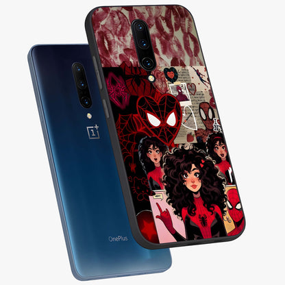 Spider Love Story Glass Case displayed in angled mockup highlighting expressive comic inspired design with playful aesthetic.