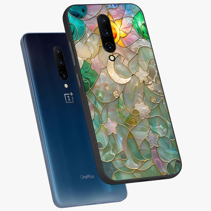 Stained Sunrise Glow Glass Case displayed in angled mockup highlighting radiant sunrise design with artistic aesthetic style.