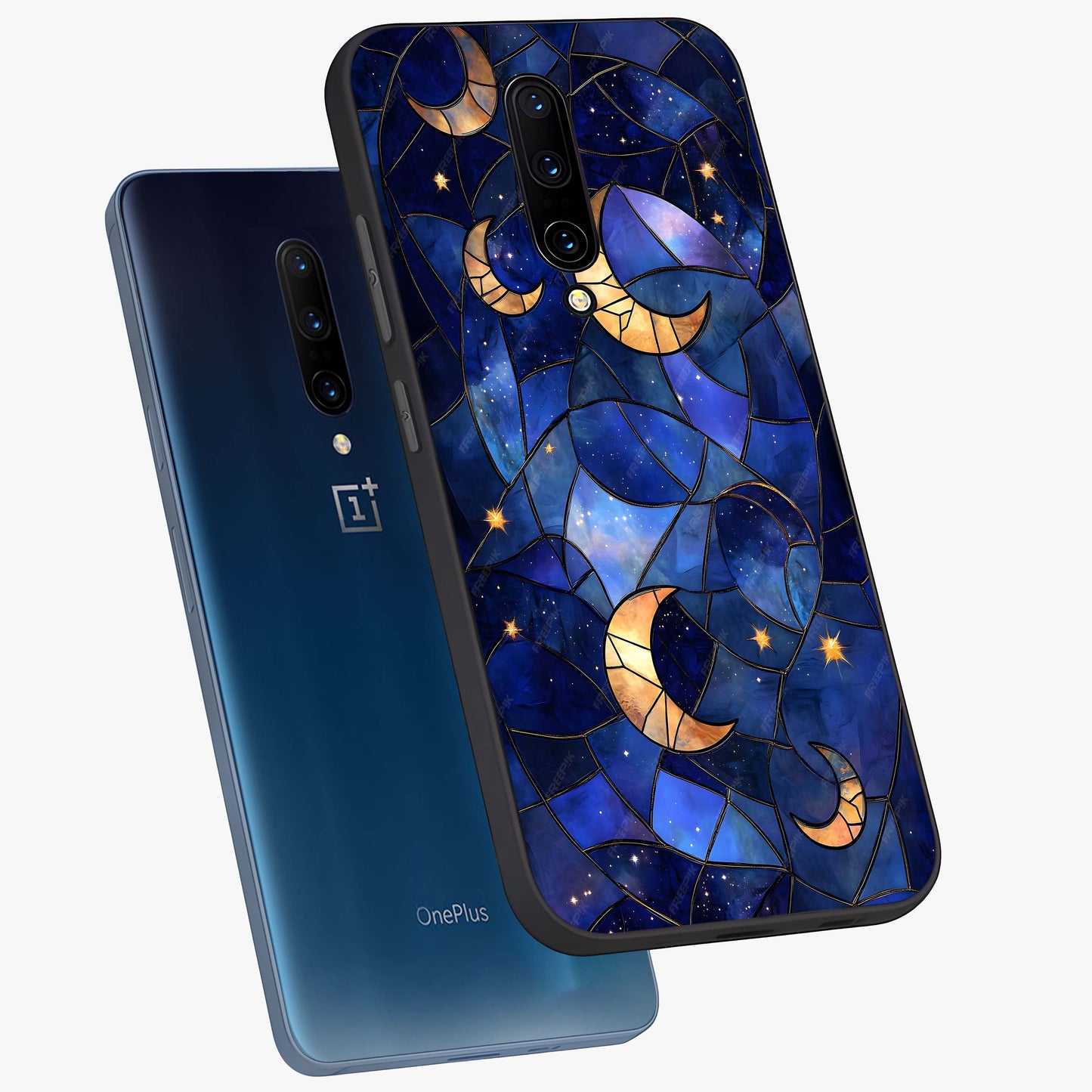 Starlit Sky Tapestry Glass Case displayed in angled mockup highlighting celestial night pattern with artistic aesthetic style.