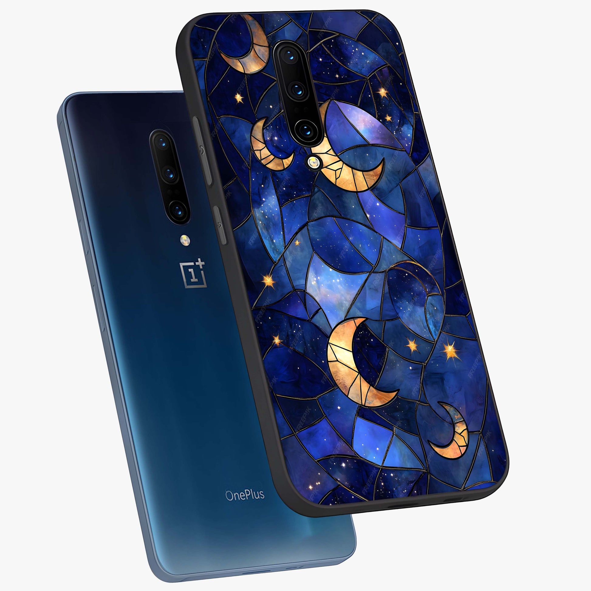 Starlit Sky Tapestry Glass Case displayed in angled mockup highlighting celestial night pattern with artistic aesthetic style.
