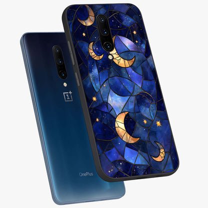 Starlit Sky Tapestry Glass Case displayed in angled mockup highlighting celestial night pattern with artistic aesthetic style.