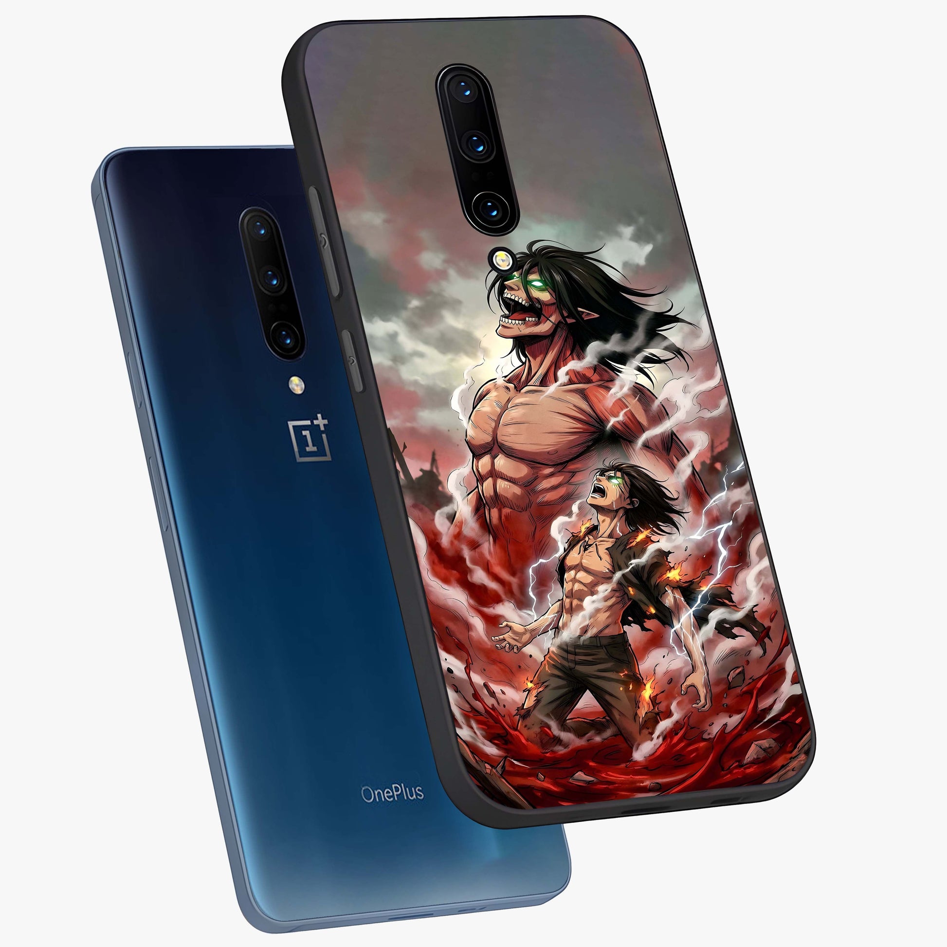 Titan Awakening Fury Glass Case displayed in angled mockup highlighting dramatic giant warrior design with bold anime aesthetic.