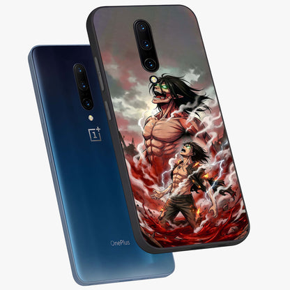 Titan Awakening Fury Glass Case displayed in angled mockup highlighting dramatic giant warrior design with bold anime aesthetic.