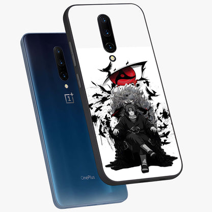 Uchiha Shadow Throne Glass Case displayed in angled mockup highlighting glowing aquatic design with celestial aesthetic.