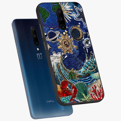 Universe Underwater Spark Glass Case displayed in angled mockup highlighting glowing aquatic design with celestial aesthetic.