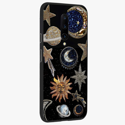 Celestial Gem Constellations Glass Case upright view showcasing cosmic constellation artwork with celestial aesthetic style.