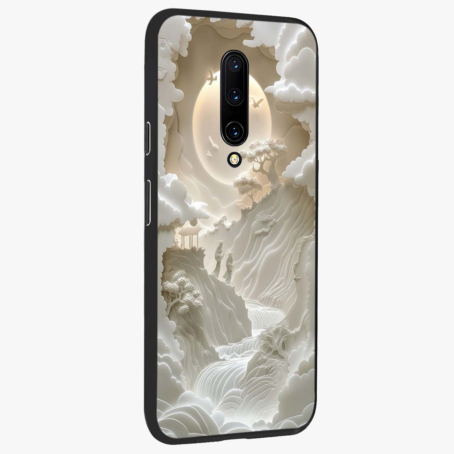 Celestial Origami Glass Case upright view showcasing creative origami artwork with modern celestial style.