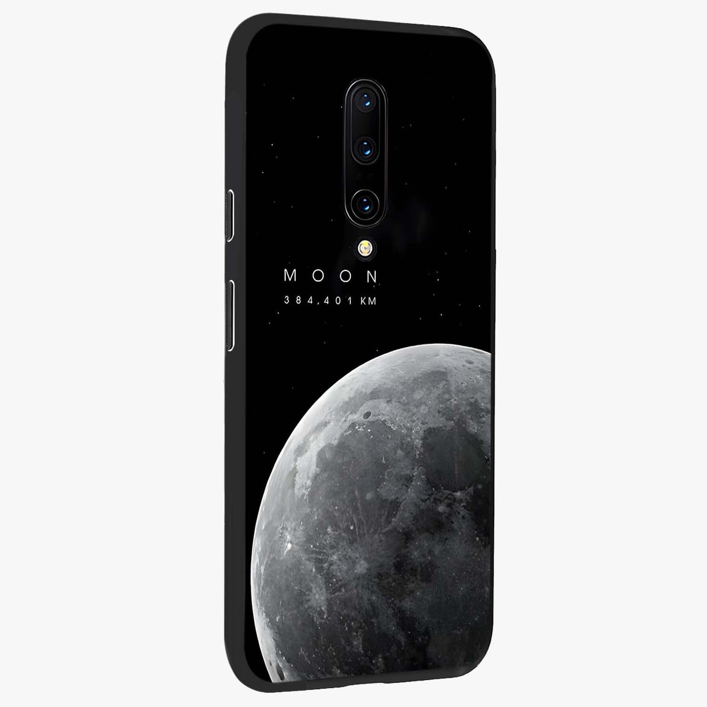Cosmic Moon Glow Glass Case upright view showcasing luminous moon illustration with dreamy cosmic style.