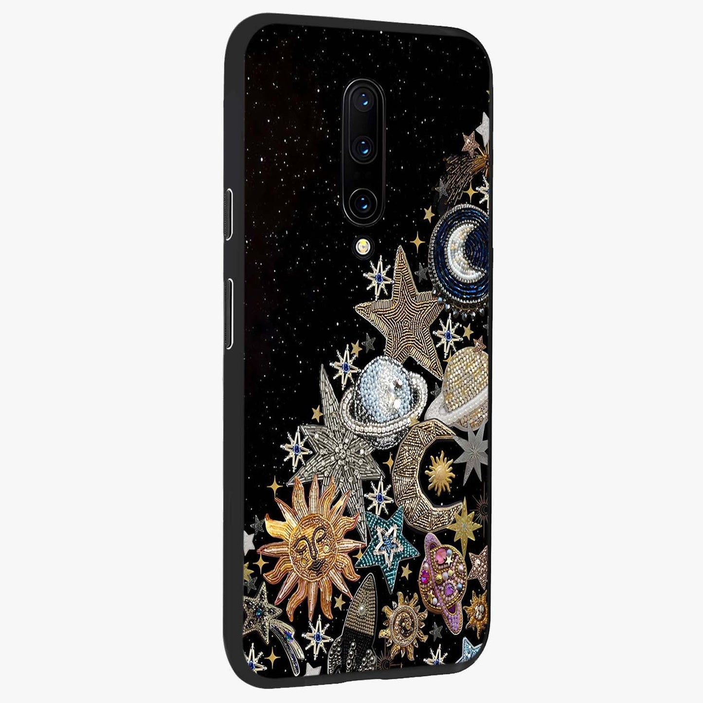 Cosmic Sparkle Dreams Glass Case upright view showcasing glowing cosmic artwork with magical galaxy theme.