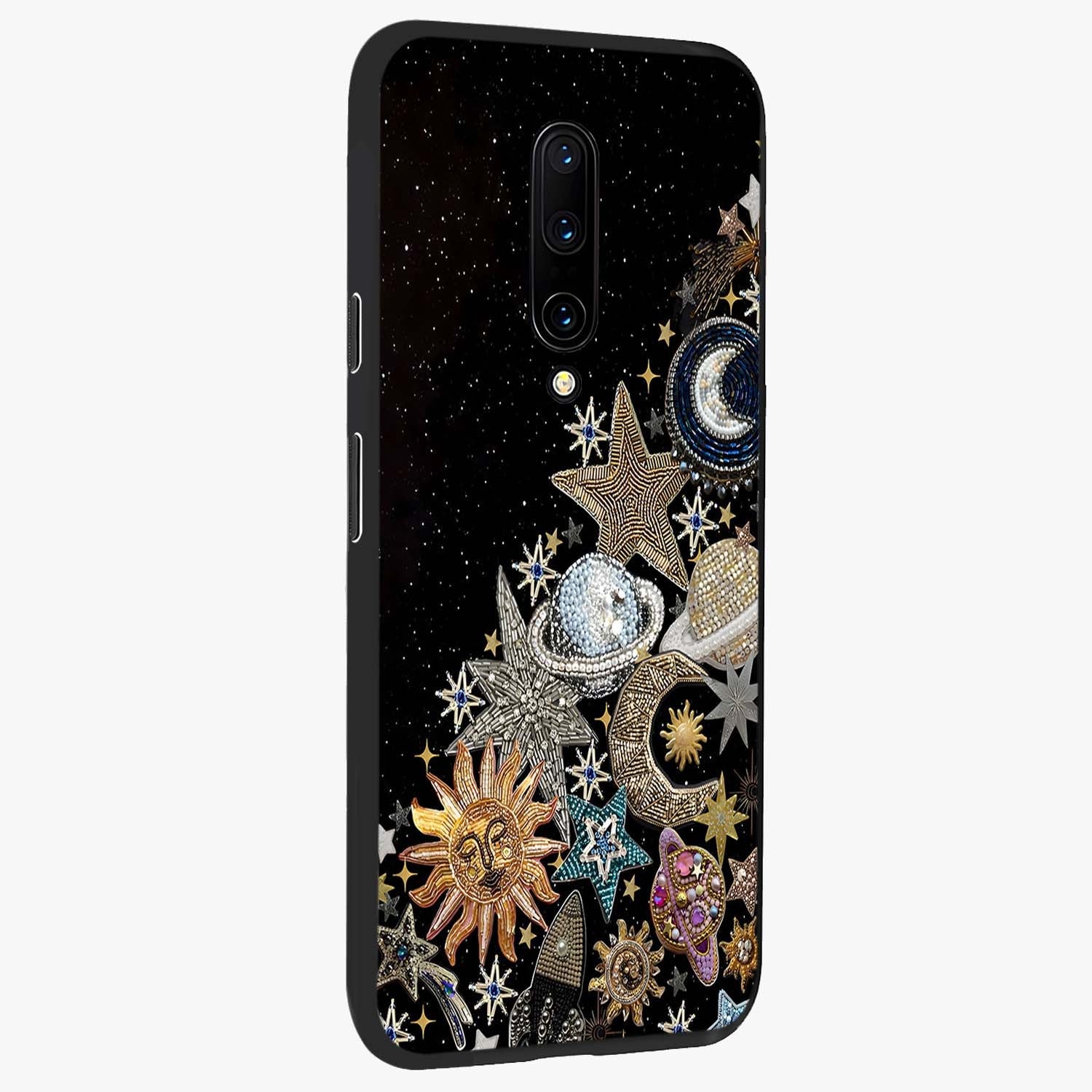 Cosmic Sparkle Dreams Glass Case upright view showcasing glowing cosmic artwork with magical galaxy theme.