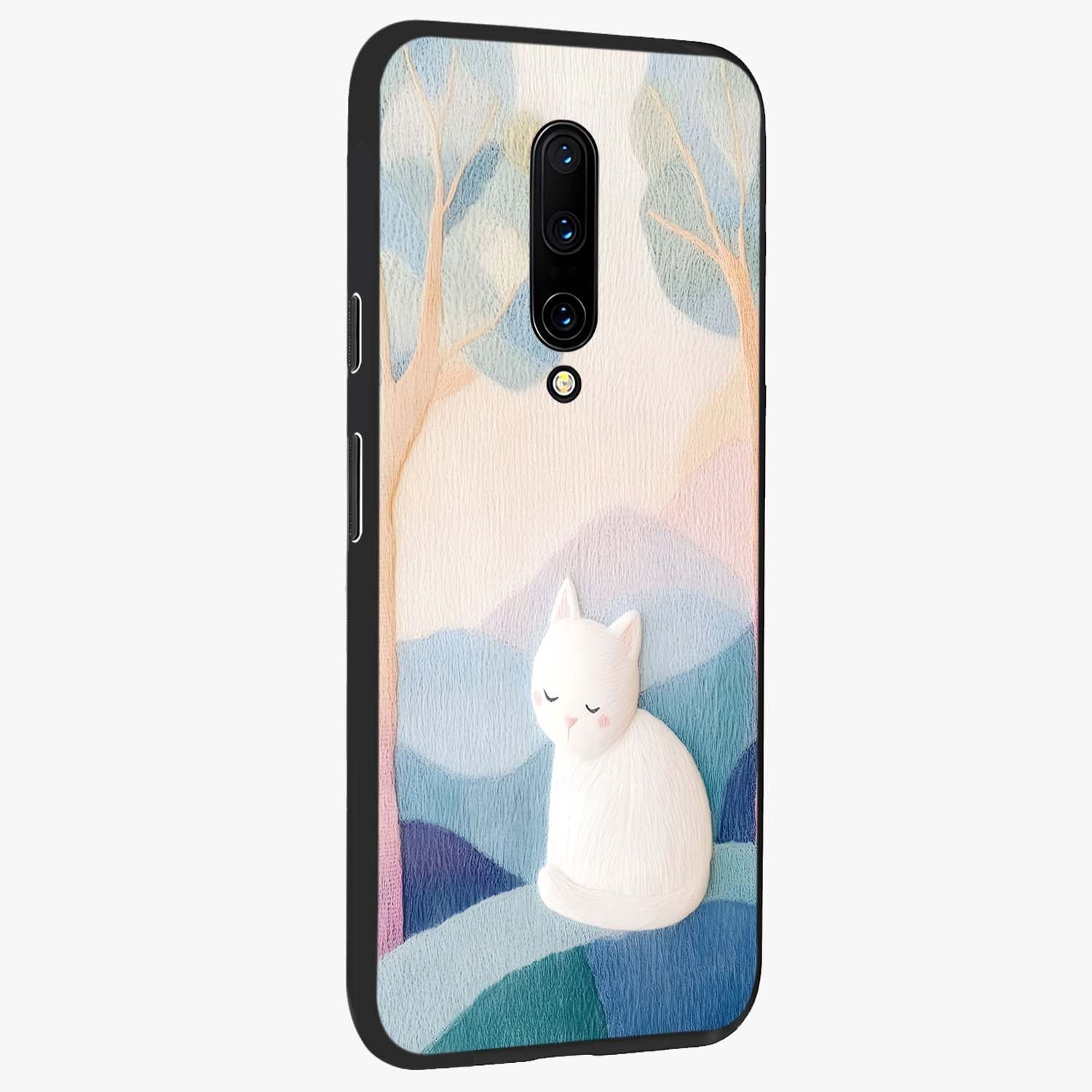 Cotton Dream Cat Glass Case upright view showcasing charming cat artwork with cozy dreamy theme.